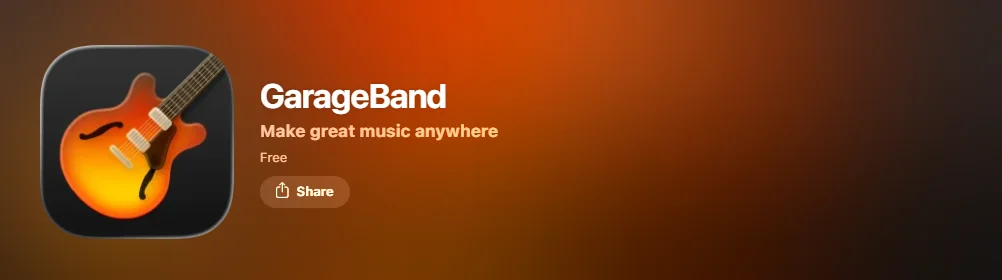 Screenshot of GarageBand app.
