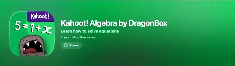 Screenshot of Kahoot! Algebra by DragonBox app.
