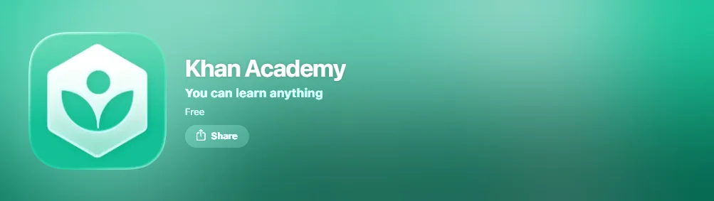  Screenshot of Khan Academy app.
