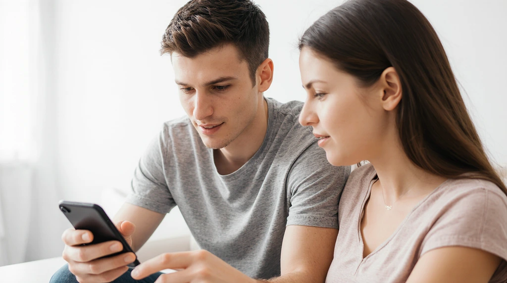 Parent and a teenage son having a serious discussion about technology and its use.
