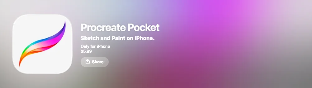  Screenshot of Procreate Pocket app.
