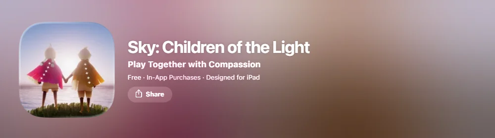Screenshot of Sky: Children of the Light app.
