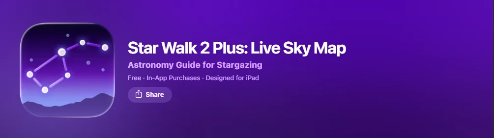 Screenshot of Star Walk 2 app.

