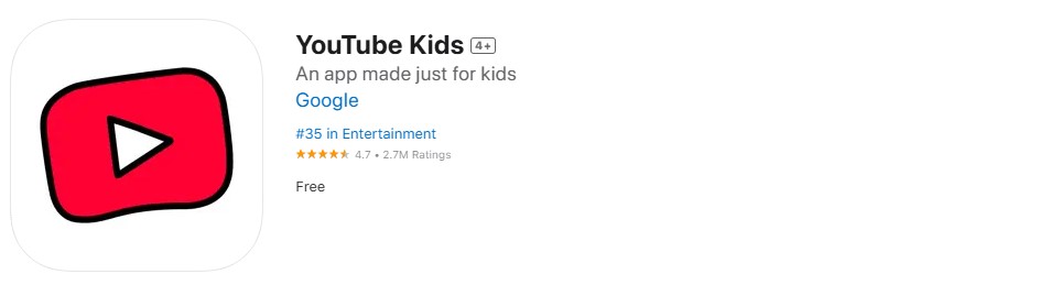 YouTube Kids app store screenshot. YouTube Kids app store screenshot.