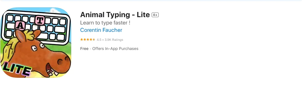 Screenshot of the Animal Typing - Lite app. Screenshot of the Animal Typing - Lite app.