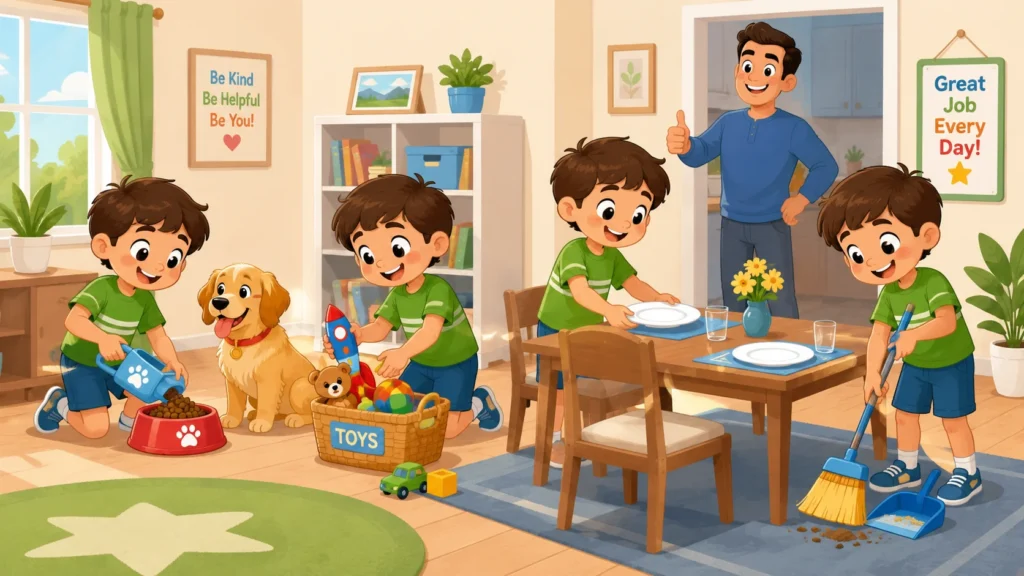 Best ADHD household chores for children include pet care, toys, table setting, and sweeping. 
