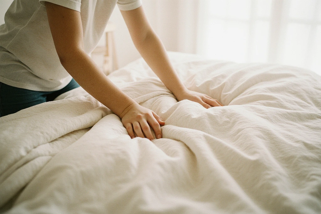 realistic photo of child making bed realistic photo of child making bed