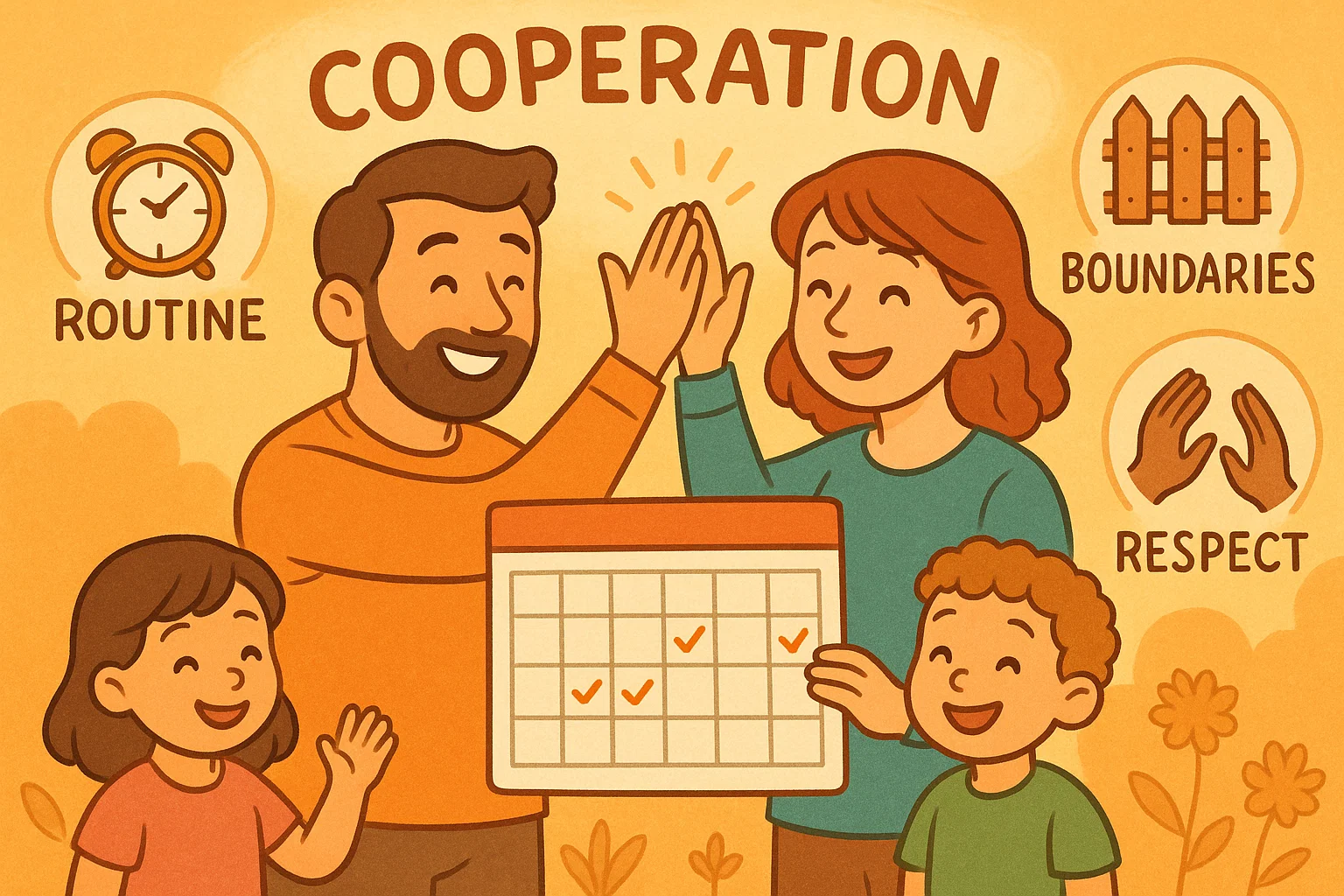 Co-parenting family building cooperation with routine, respect, and clear boundaries. Co-parenting family building cooperation with routine, respect, and clear boundaries.