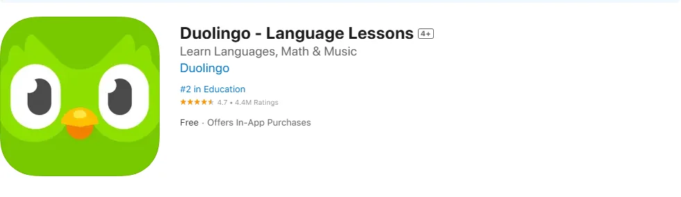 Screenshot of the Duolingo. Screenshot of the Duolingo.