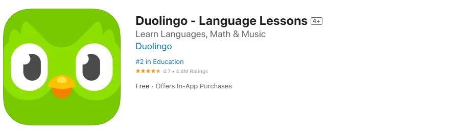 Duolingo app store screenshot. Duolingo app store screenshot.