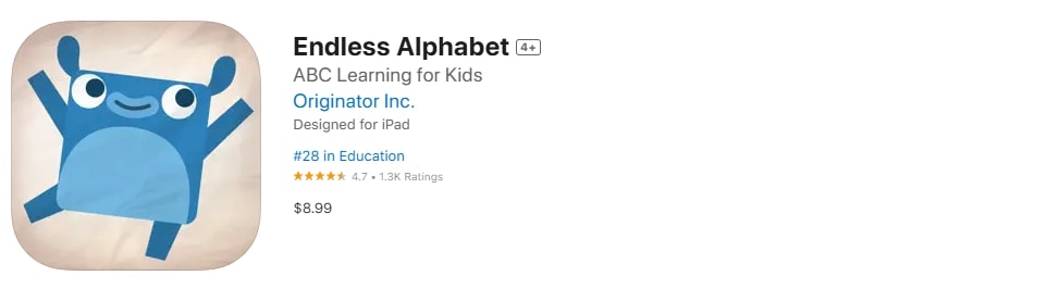 Endless Alphabet app screenshot Endless Alphabet app screenshot