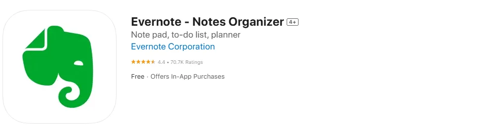 Screenshot of the Evernote. Screenshot of the Evernote.