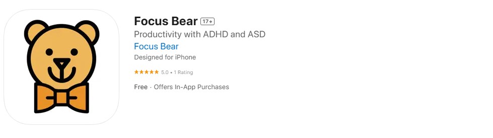 Focus Bear app screenshot Focus Bear app screenshot