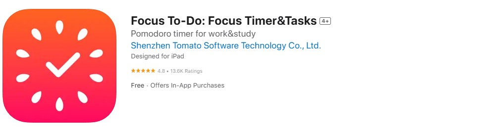 Focus to-do app screenshot Focus to-do app screenshot