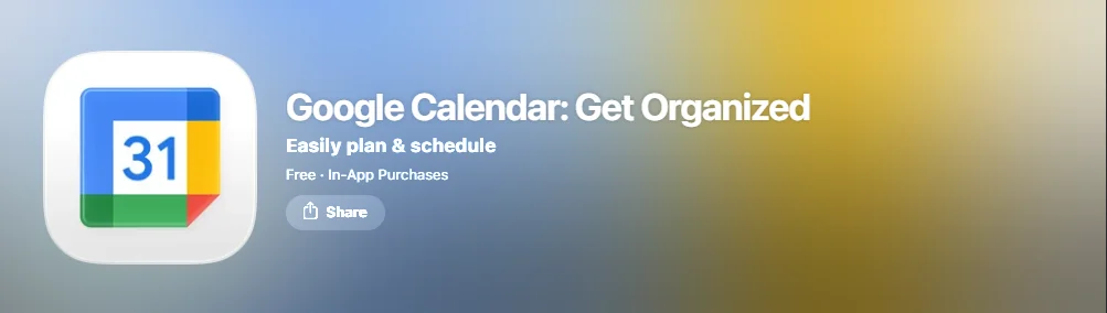 Screenshot of Google Calendar