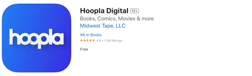 Hoopla app store screenshot. Hoopla app store screenshot.