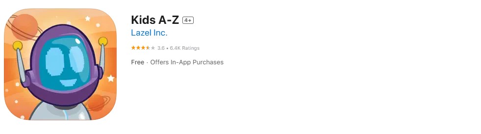 Kids A-Z app screenshot Kids A-Z app screenshot