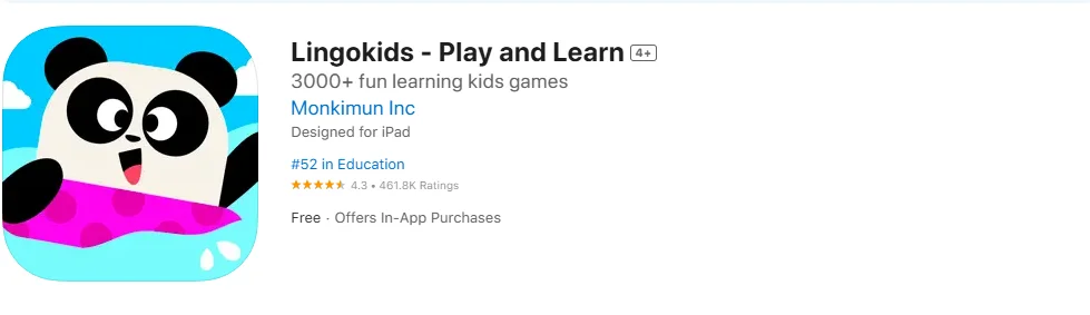 Screenshot of the Lingokids Screenshot of the Lingokids