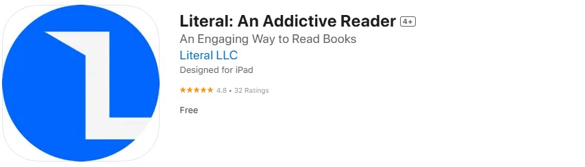 Literal: An Addictive Reader app store screenshot Literal: An Addictive Reader app store screenshot