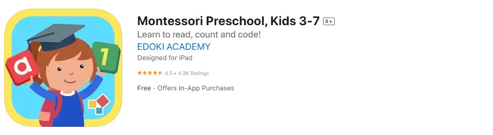 Montessori Preschool app store screenshot Montessori Preschool app store screenshot
