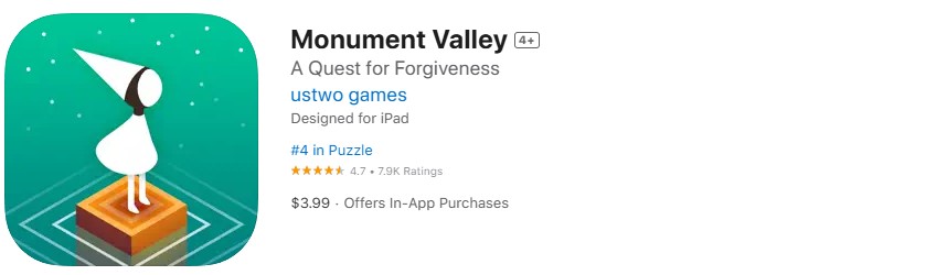 Monument Valley app store screenshot. Monument Valley app store screenshot.