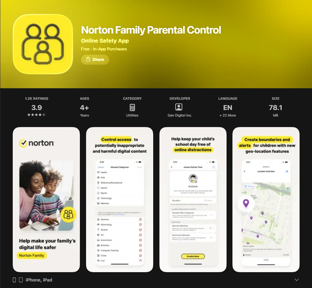 Norton Family Screenshot

