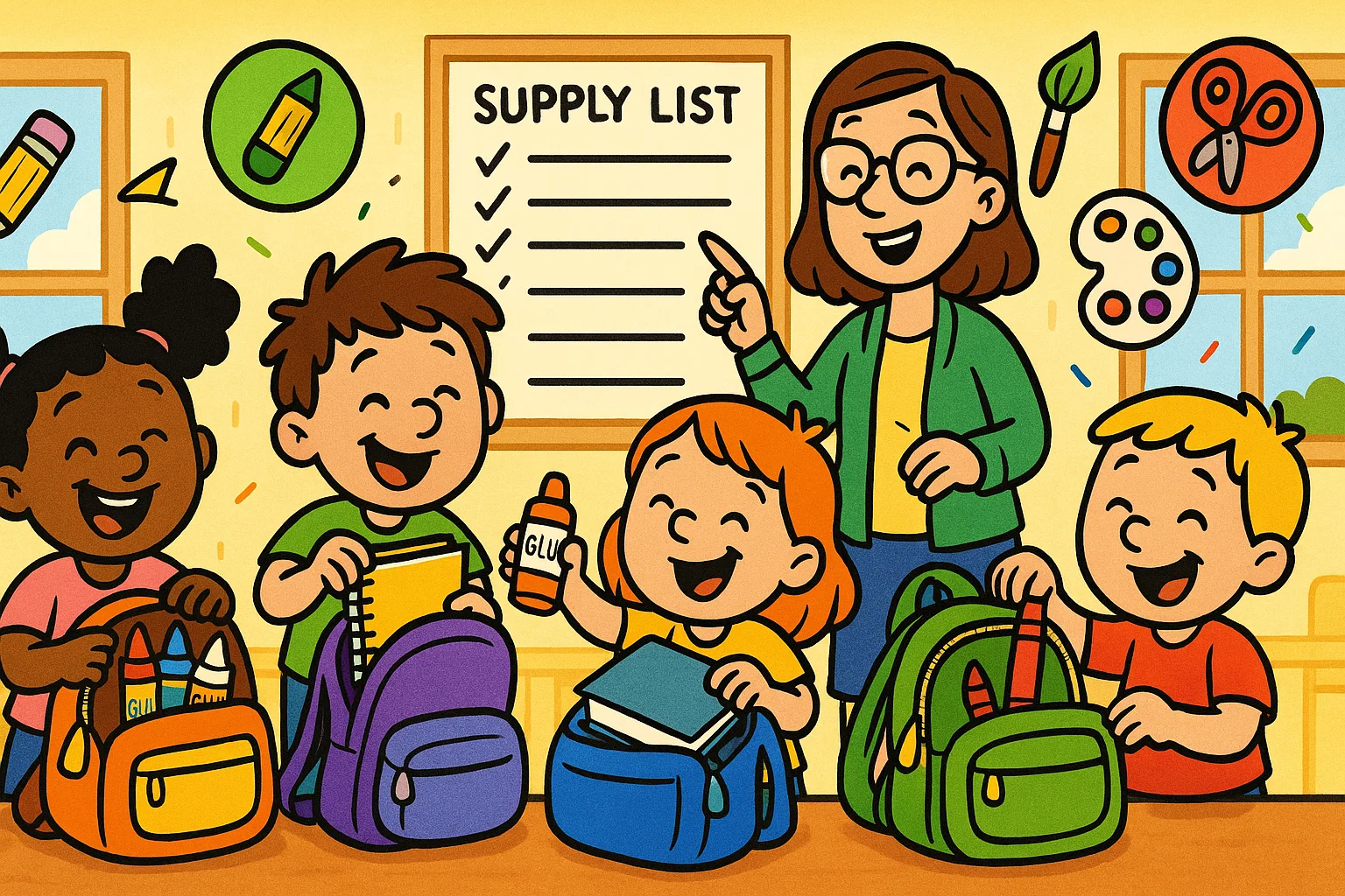 Preschool kids packing backpacks Preschool kids packing backpacks