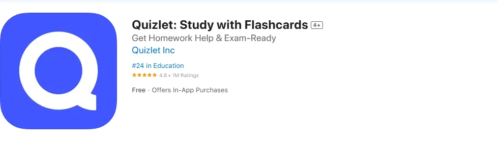 Screenshot of the Quizlet Screenshot of the Quizlet
