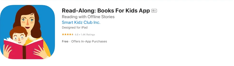 Screenshot of the Read-Along: Books For Kids. Screenshot of the Read-Along: Books For Kids.