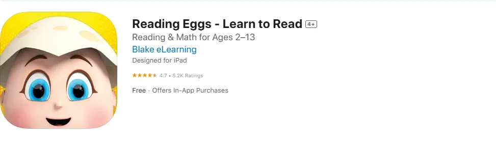 Screenshot of the Reading Eggs Screenshot of the Reading Eggs