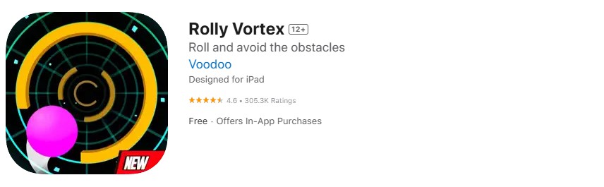 Rolly Vortex app store screenshot. Rolly Vortex app store screenshot.