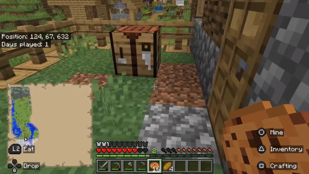 Screenshot from Minecraft showing kids building and exploring blocky worlds