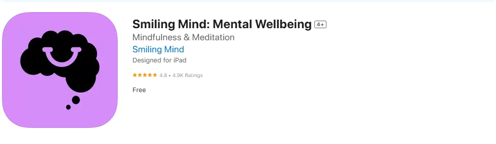 Screenshot of the Smiling Mind Screenshot of the Smiling Mind
