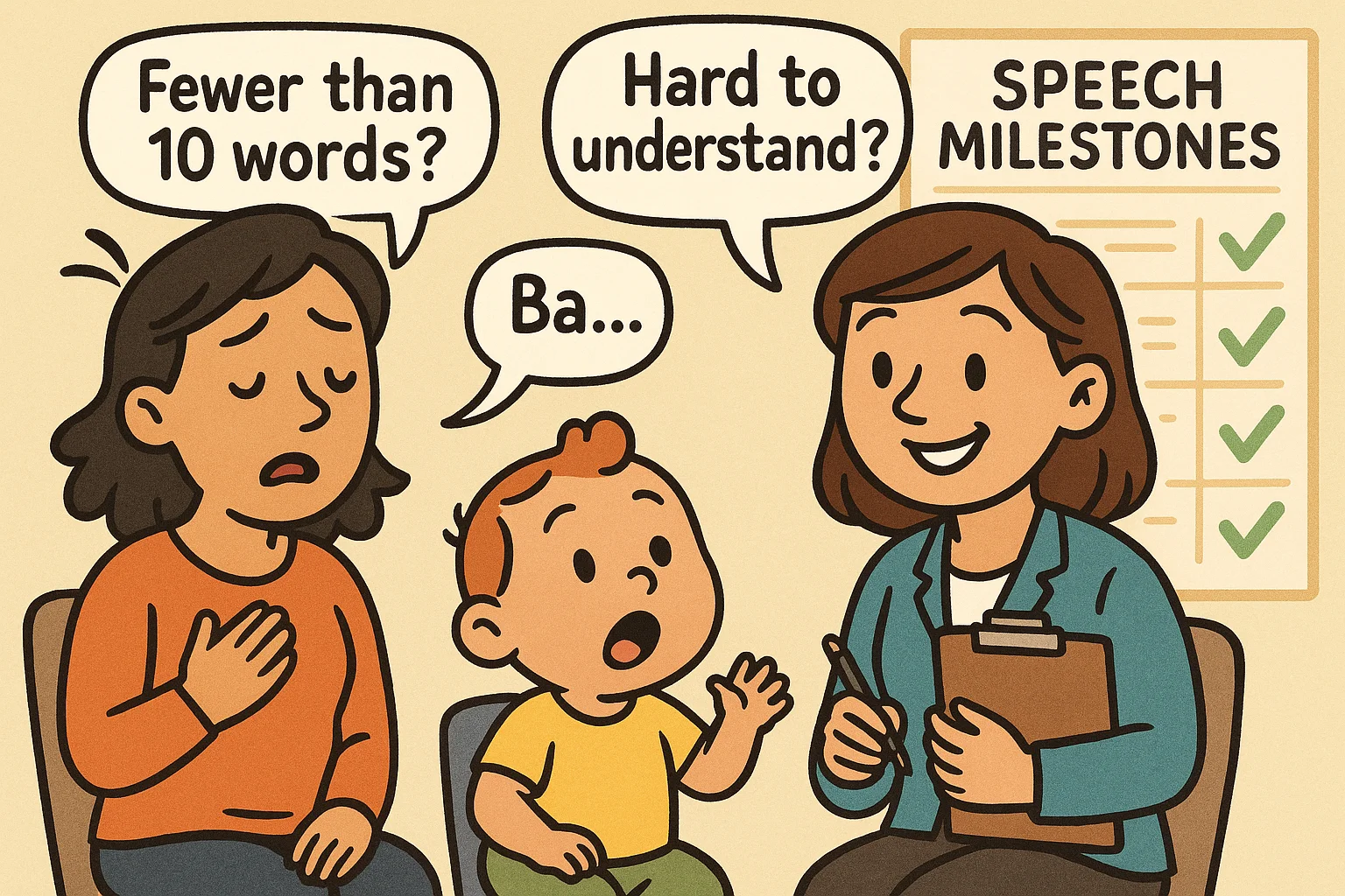 Parent and toddler at speech therapy consultation checking milestones and speech concerns. Parent and toddler at speech therapy consultation checking milestones and speech concerns.