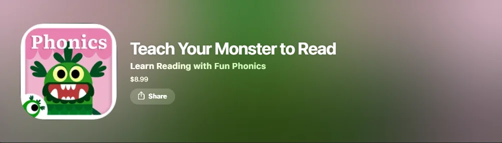 Screenshot of Teach Your Monster to Read