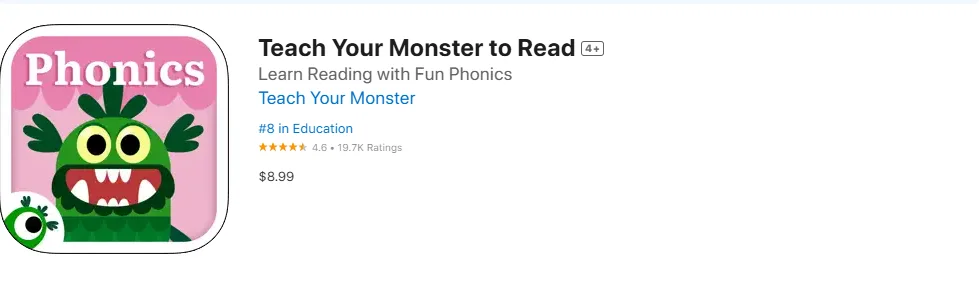 Screenshot of the Teach Your Monster to Read. Screenshot of the Teach Your Monster to Read.