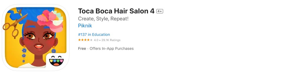 Toca Hair Salon 4 app store screenshot Toca Hair Salon 4 app store screenshot