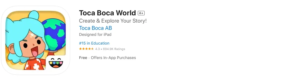 Screenshot of the Toca Boca World Screenshot of the Toca Boca World