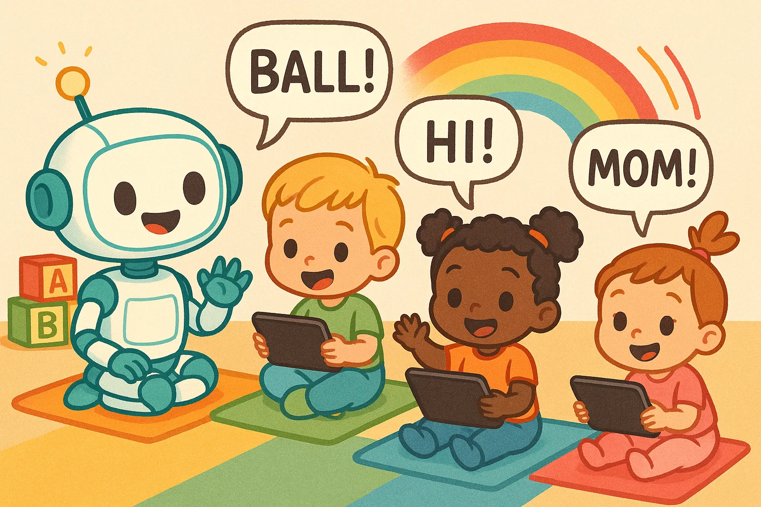 Robot helping toddlers learn speech with apps Robot helping toddlers learn speech with apps