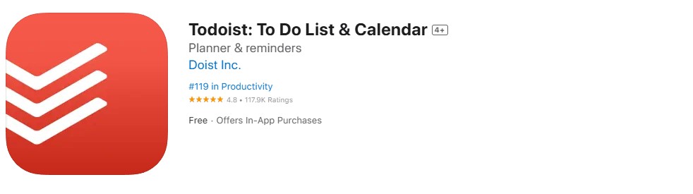Todoist app screenshot Todoist app screenshot