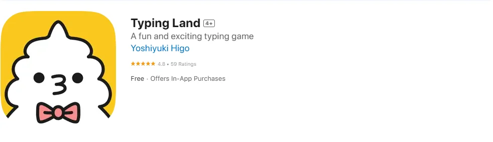 Screenshot of the Typing Land app. Screenshot of the Typing Land app.