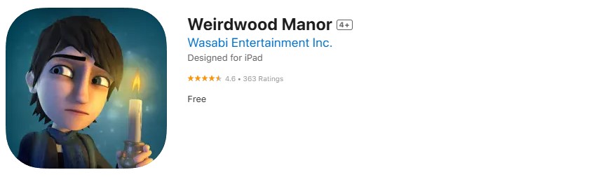 Weirdwood Manor app store screenshot. Weirdwood Manor app store screenshot.