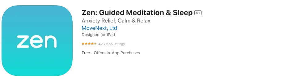 Zen: Guided Meditation & Sleep app store screenshot. Zen: Guided Meditation & Sleep app store screenshot.