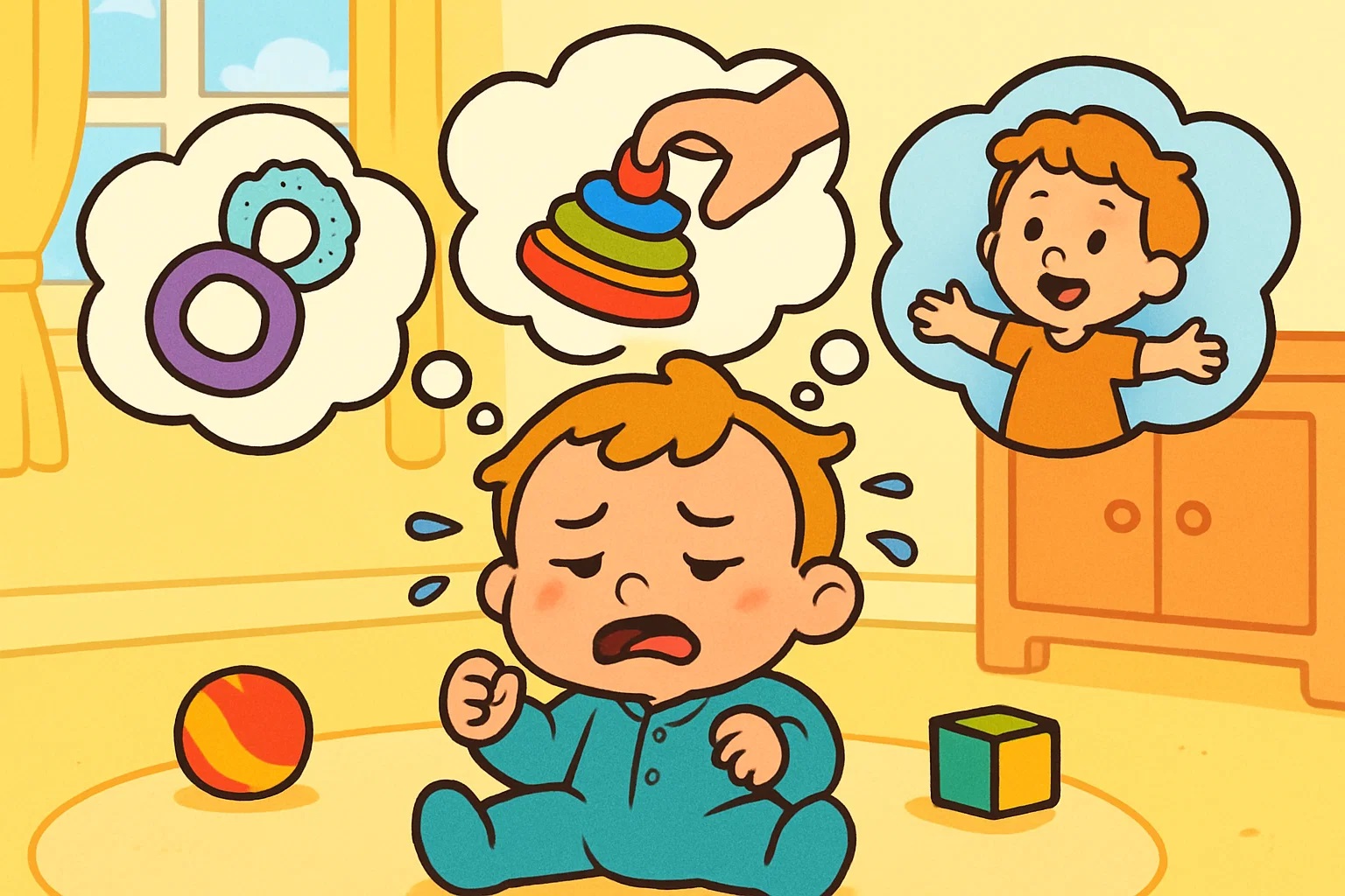Cartoon showing a child's reasons for biting, including teething, frustration, and seeking attention. Cartoon showing a child's reasons for biting, including teething, frustration, and seeking attention.