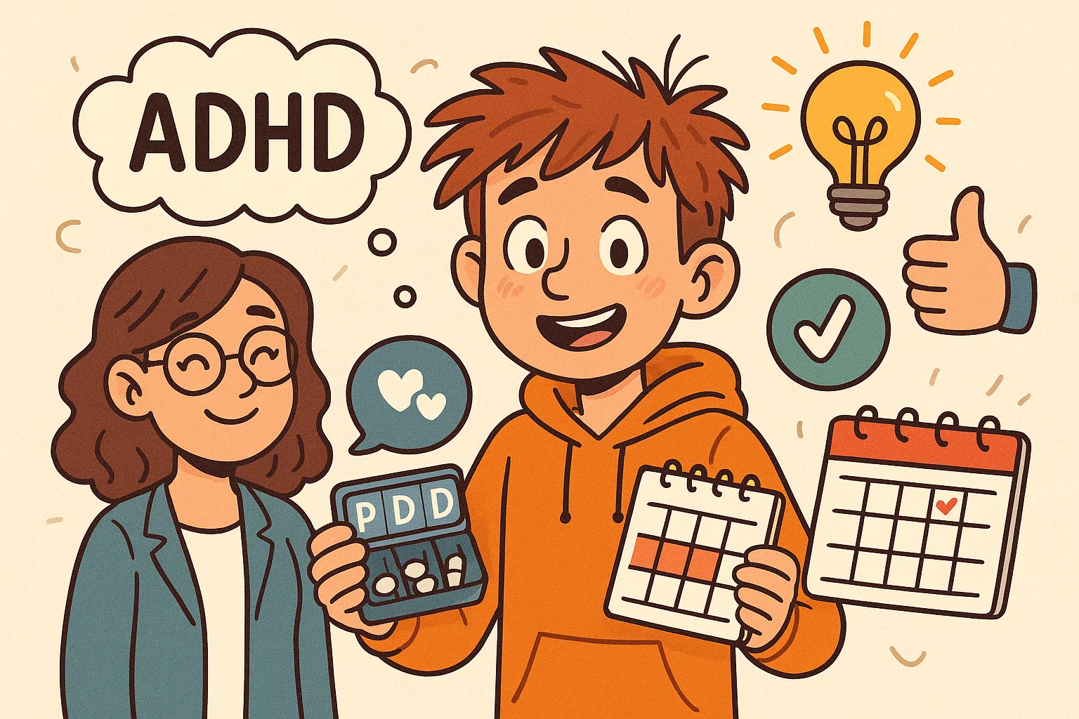 Cartoon of medication and behavioral support plan for teen. Cartoon of medication and behavioral support plan for teen.