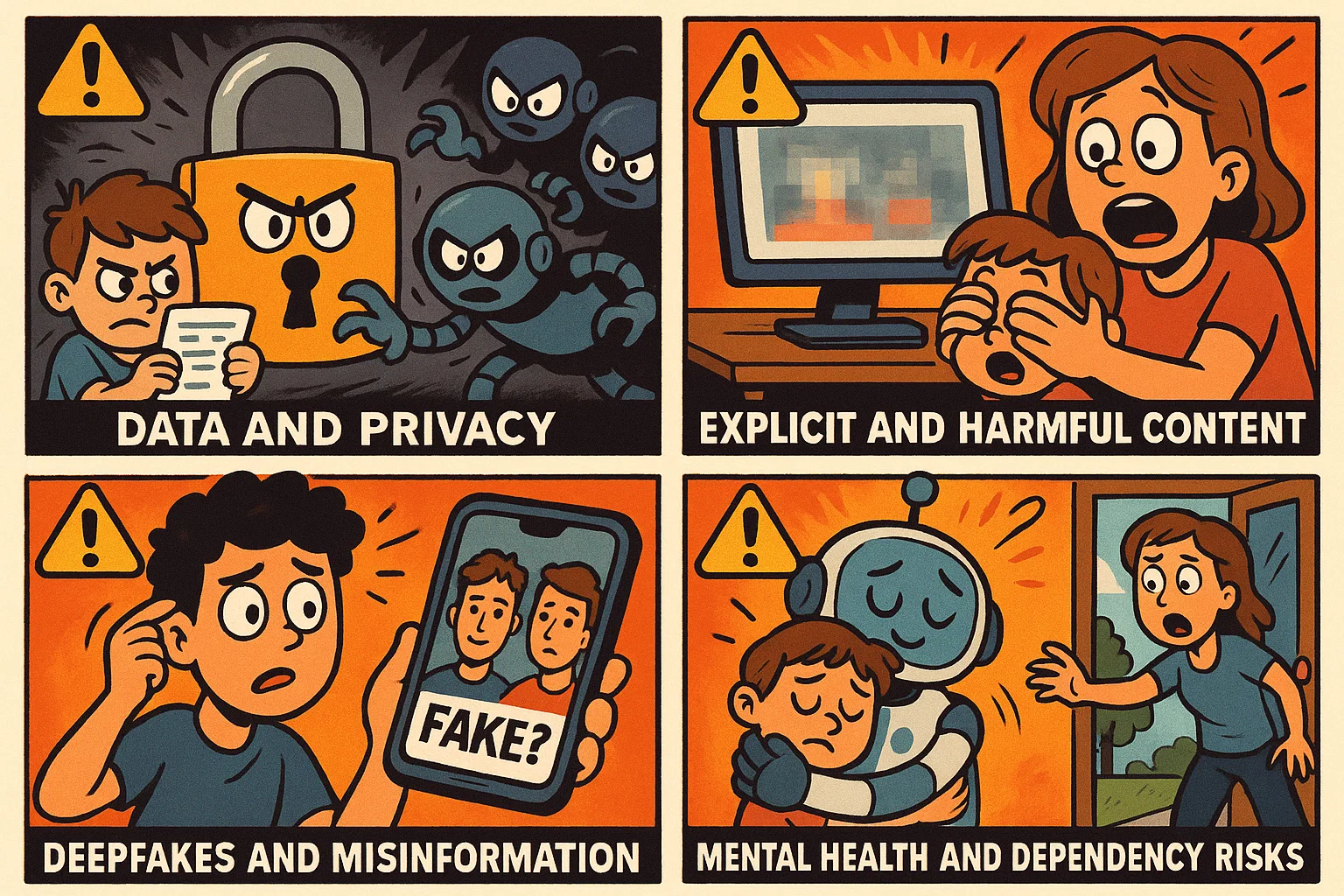 Illustration of AI risks. Illustration of AI risks.