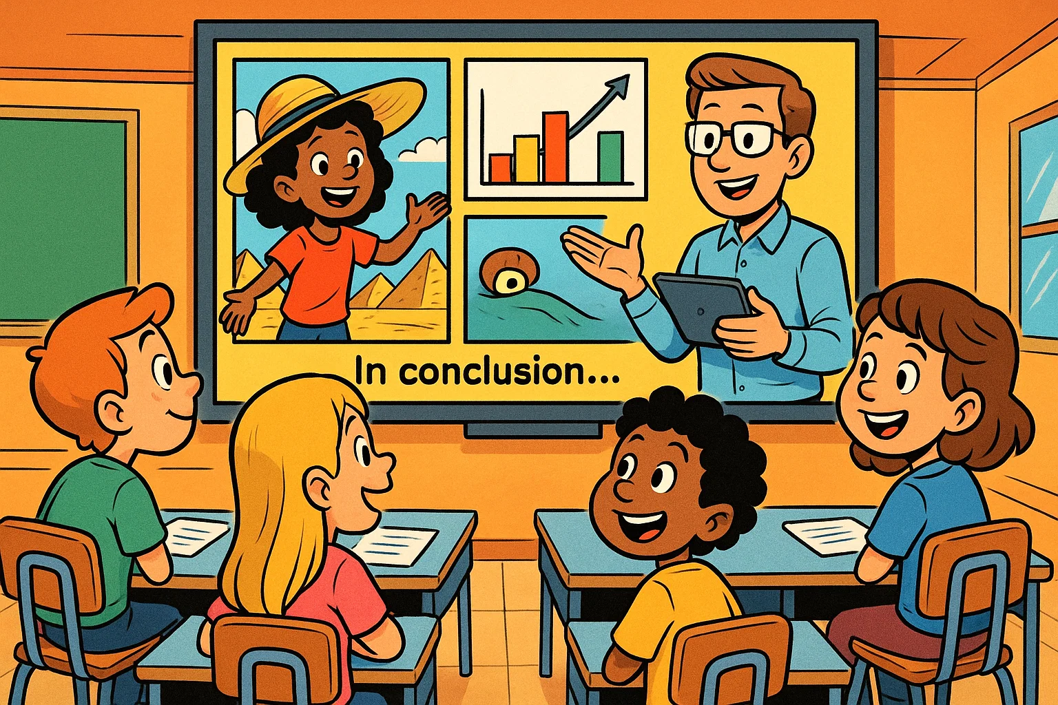 Students in classroom watching educational videos with teacher guidance. Students in classroom watching educational videos with teacher guidance.