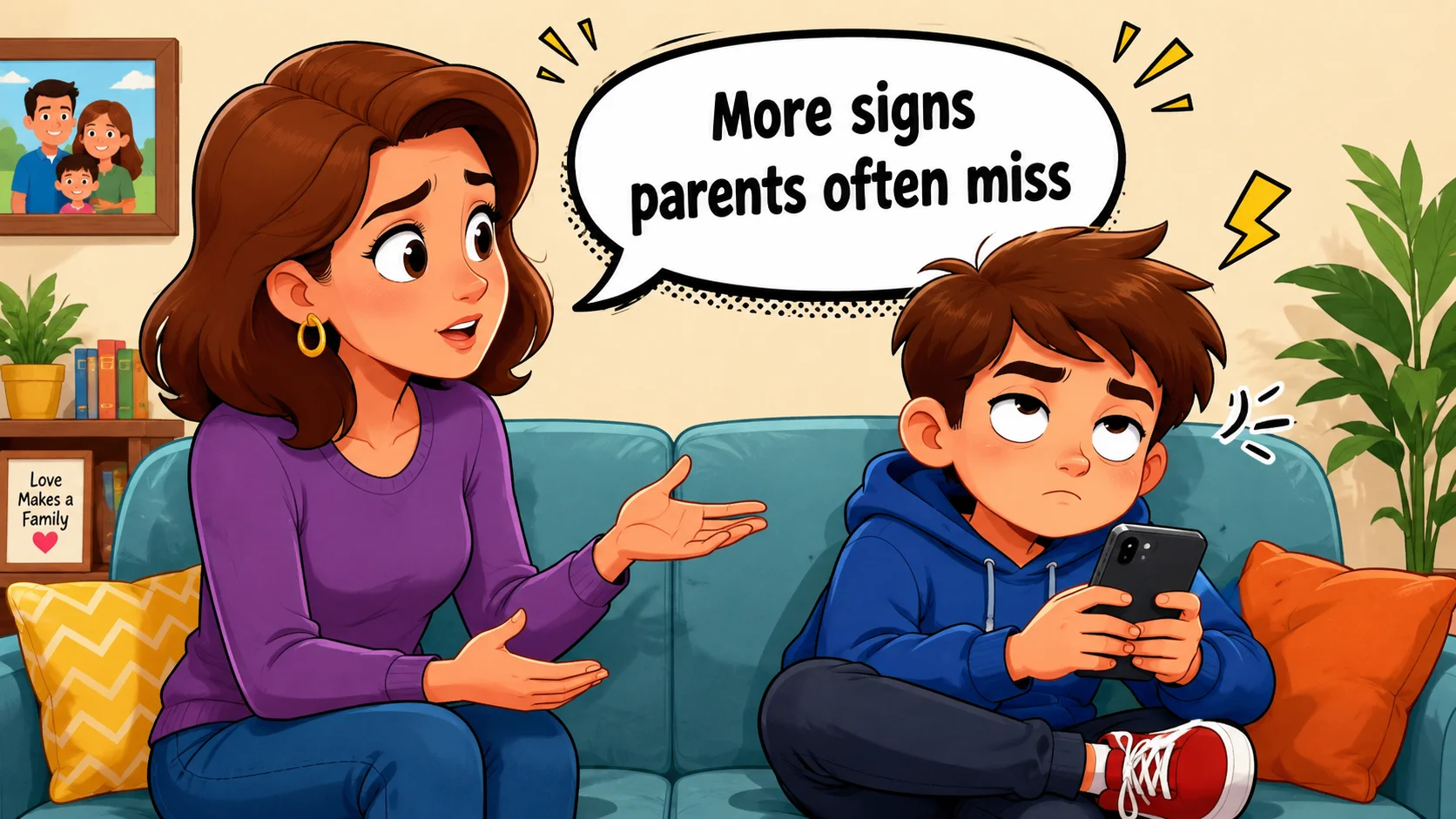 Child disrespect signs parents miss as child ignores parent with phone.