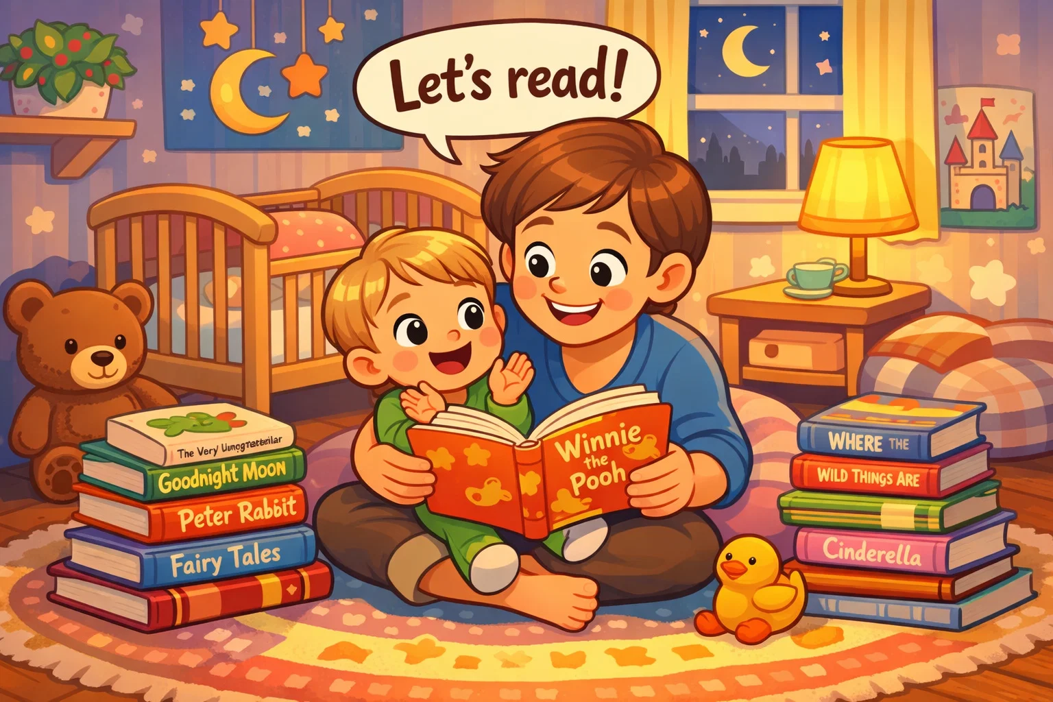 Classic children's books for toddlers with parent reading story time.