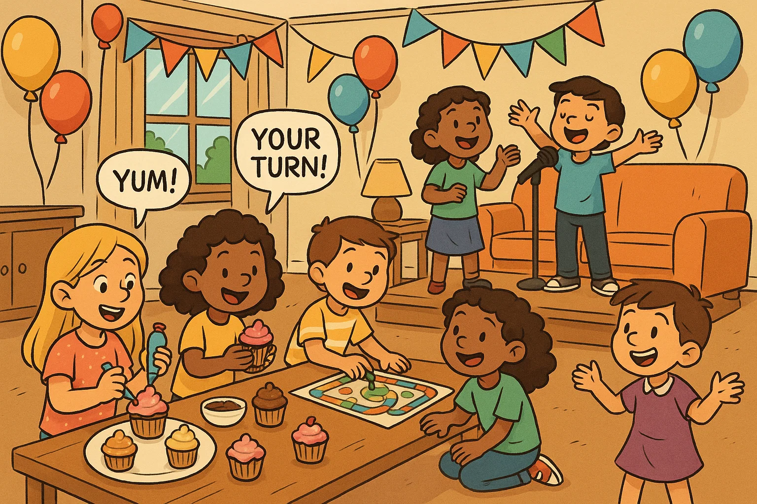  Easy birthday party activities at home for 10 year olds with cupcakes and games.
